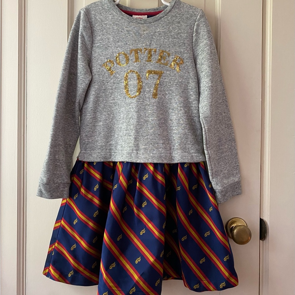 Mini Boden Harry Potter Sequin Seeker Sweatshirt Dress Sz 8-9